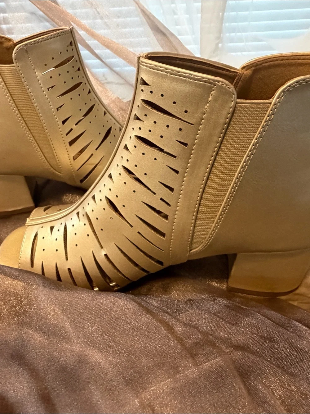Taylor Metallic Silver Cutout Block Heel Booties